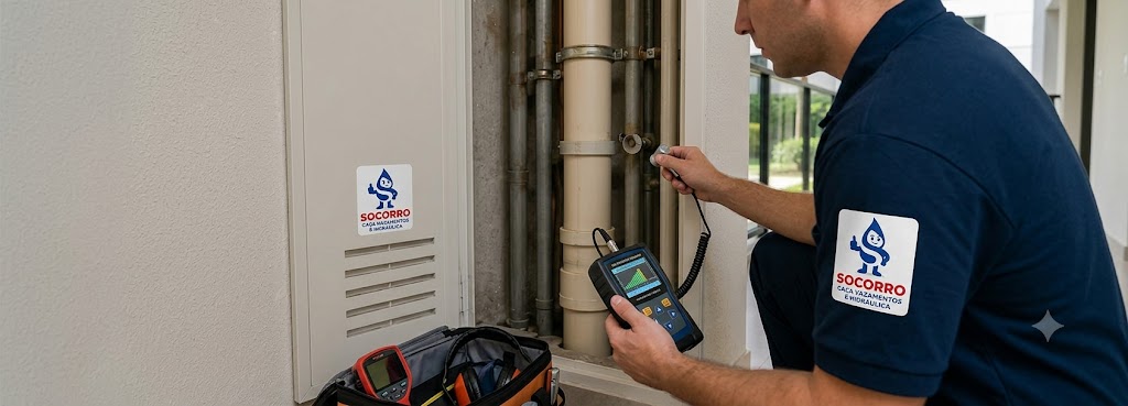 Profissional realizando Caça Vazamento de Água (Detecção Eletrônica) em Indaial
